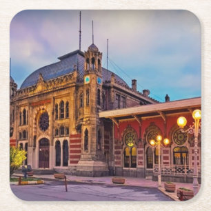 Posavasos Cuadrado De Papel Hermoso escenario de montaña rusa