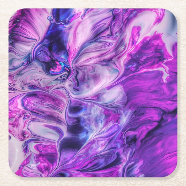 Posavasos Cuadrado De Papel Hermoso fondo de Smokey Swirls Púrpura (Anverso)