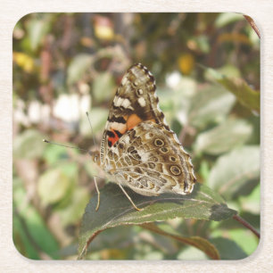 Posavasos Cuadrado De Papel Hermoso juego de escoria de mariposa