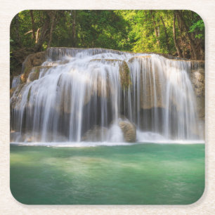 Posavasos Cuadrado De Papel Hermoso juego de montaña de cascada