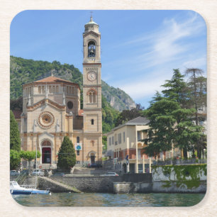 Posavasos Cuadrado De Papel Hermoso lago Tremezzo Como Italia