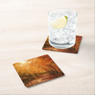 Posavasos Cuadrado De Papel Hermoso otoño