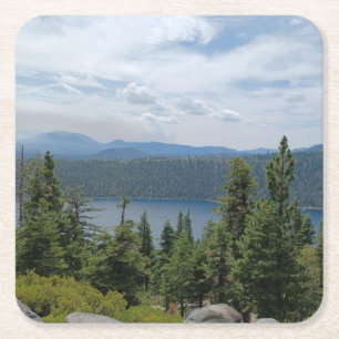 Posavasos Cuadrado De Papel Hermoso paisaje del lago Tahoe