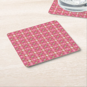 Posavasos Cuadrado De Papel Hermoso patrón rosa complejo y bello