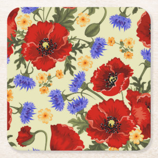 Posavasos Cuadrado De Papel Hermoso Resumen Esbozo Floral Conjunto De Pascua