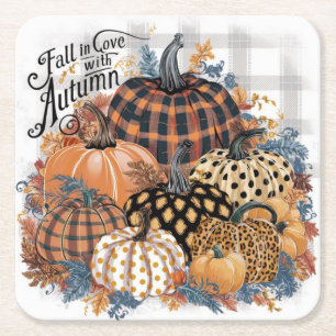 Posavasos Cuadrado De Papel Hermoso Rústico Otoño enamórate del Arte Otoñal