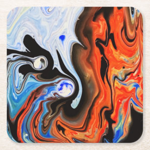 Posavasos Cuadrado De Papel Hermoso y colorido diseño abstracto de mármol