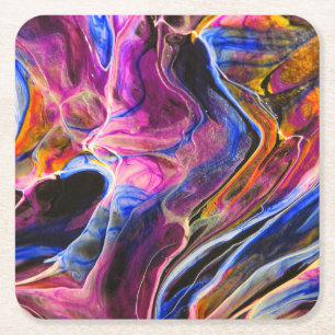 Posavasos Cuadrado De Papel Hermoso y colorido diseño abstracto de mármol