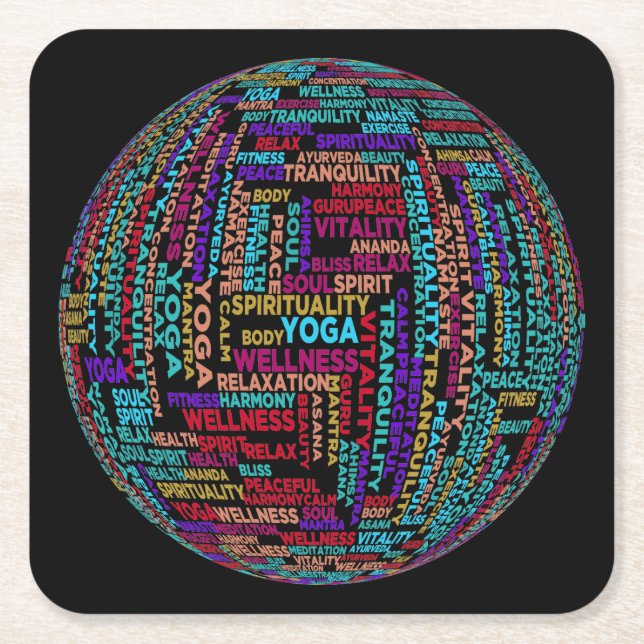 Posavasos Cuadrado De Papel Hermoso Yoga Wellness & Harmony Globe (Anverso)