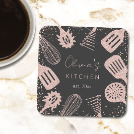 Posavasos Cuadrado De Papel Herramientas de Cocina Personalizadas con Brillo d
