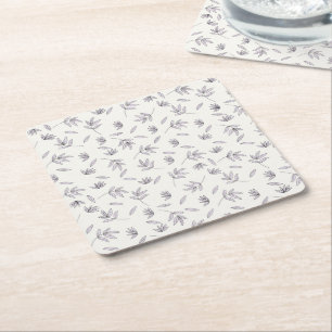 Posavasos Cuadrado De Papel Hibiscus Watercolor Botánico Blooming Seamless