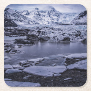 Posavasos Cuadrado De Papel Hielo y nieve   Glaciar Sólheimajökull, Islandia