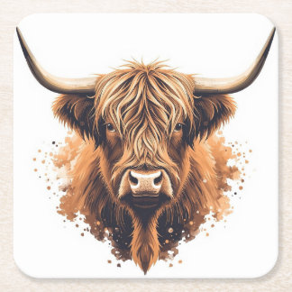 Posavasos Cuadrado De Papel Highland Coo Coaster
