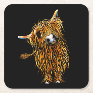 Posavasos Cuadrado De Papel HiGHLaND CoW PRiNT CoaSTeRS ' CoooWeee '