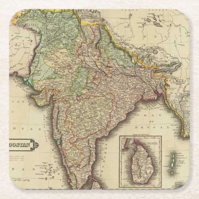 Posavasos Cuadrado De Papel Hindostan 2 (Anverso)