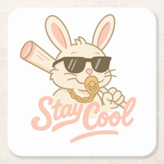 Posavasos Cuadrado De Papel  Hip Hop Hare (Anverso)