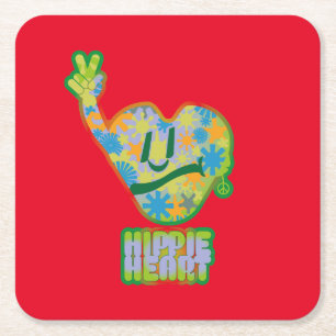 Posavasos Cuadrado De Papel Hippie Heart ICON 2024 BY MASANSER