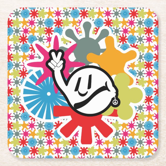 Posavasos Cuadrado De Papel HIPPIE ICON lines ver 2023 BY MASANSER (Anverso)