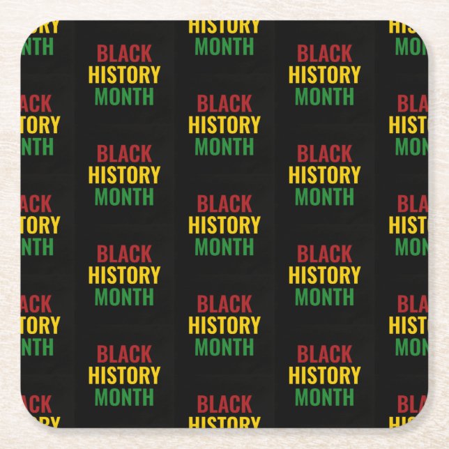 Posavasos Cuadrado De Papel HISTORIA NEGRA MES Rojo Amarillo Verde BHM (Anverso)