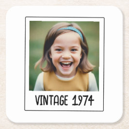 Posavasos Cuadrado De Papel Hito de cosecha de vintage Foto Keepsake cumpleaño