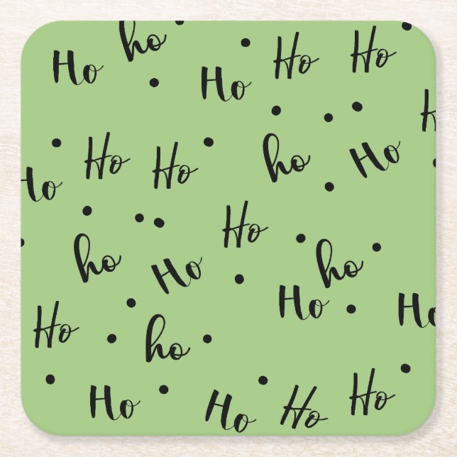 Posavasos Cuadrado De Papel Ho Ho Ho Christmas Red Background (Anverso)