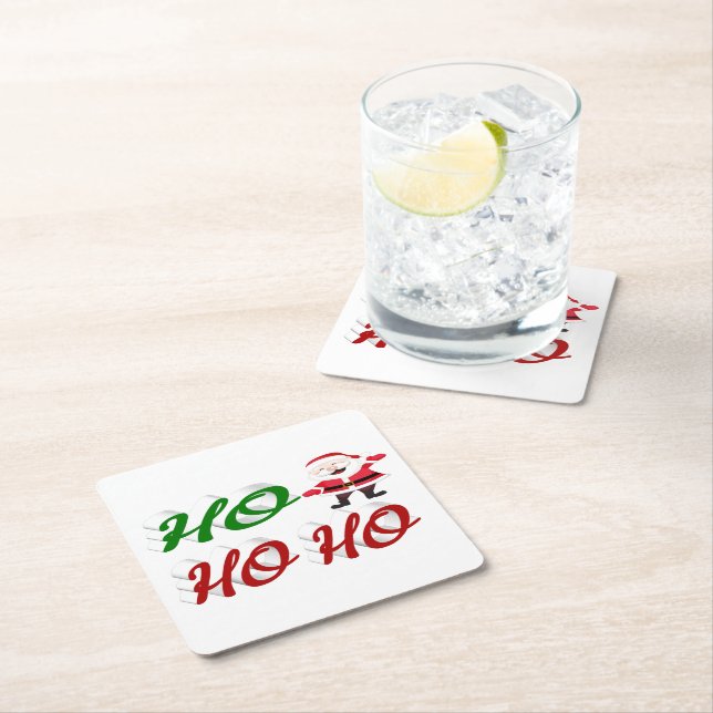Posavasos Cuadrado De Papel Ho Ho Ho Ho Santa Claus Navidades de escritura ver (In situ)