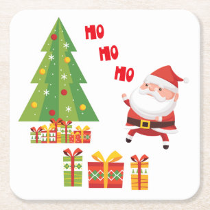 Posavasos Cuadrado De Papel ¡Ho Ho Ho Ho Santa tiene regalos!