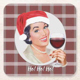 Posavasos Cuadrado De Papel ¡Ho! ¡Ho! ¡Ho! Red Plaid