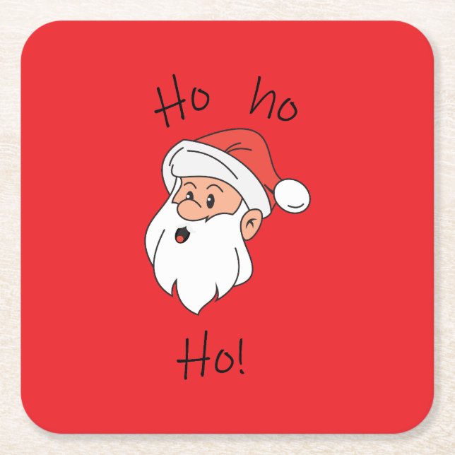Posavasos Cuadrado De Papel Ho ho ho santa clause (Anverso)