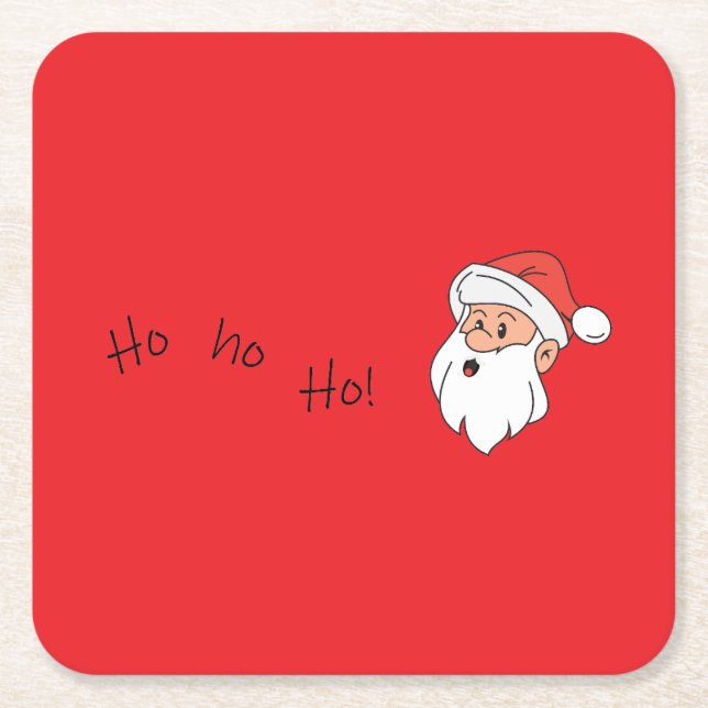 Posavasos Cuadrado De Papel Ho ho ho santa clause  (Anverso)