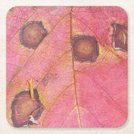 Posavasos Cuadrado De Papel Hoja de caída roja punteada marrón