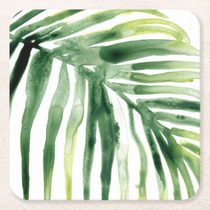 Posavasos Cuadrado De Papel Hoja de joya tropical