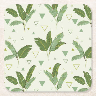 Posavasos Cuadrado De Papel Hoja de plátano con triángulos 2