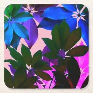 Posavasos Cuadrado De Papel Hojas de la jungla Personalizado