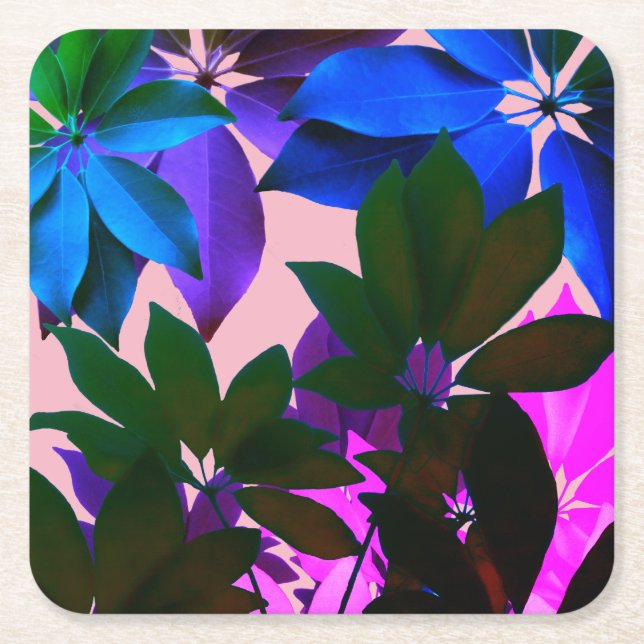 Posavasos Cuadrado De Papel Hojas de la jungla Personalizado (Anverso)