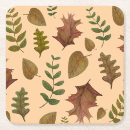 Posavasos Cuadrado De Papel Hojas de otoño