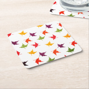 Posavasos Cuadrado De Papel Hojas de otoño simples y coloridas Hoja de otoño