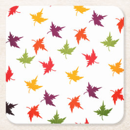 Posavasos Cuadrado De Papel Hojas de otoño simples y coloridas Hoja de otoño