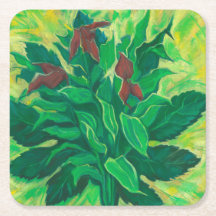 Hojas, hojas y orquídeas, pintura de arte floral
