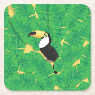 Posavasos Cuadrado De Papel Hojas toscanas y bananeras