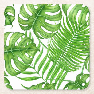 Posavasos Cuadrado De Papel Hojas tropicales