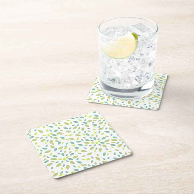 Posavasos Cuadrado De Papel Hojas (verdes) (In situ)