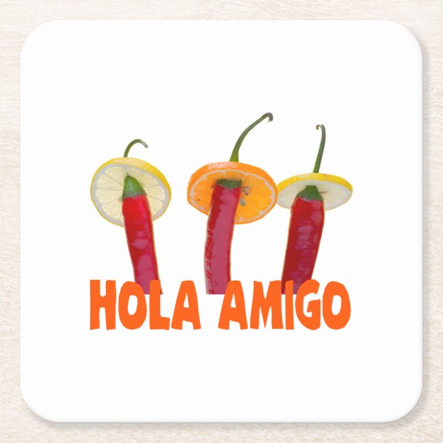 Posavasos Cuadrado De Papel Hola Amigo (Anverso)