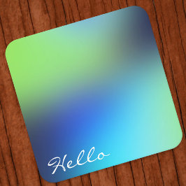 Posavasos Cuadrado De Papel Hola azul holográfico moderno turquesa
