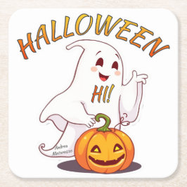 Posavasos Cuadrado De Papel ¡Hola! Halloween