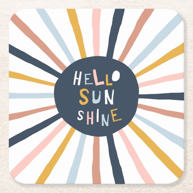 Posavasos Cuadrado De Papel Hola Sunshine (Anverso)