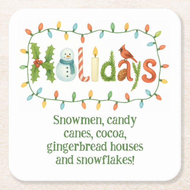 Posavasos Cuadrado De Papel Holidays designed Christmas (Anverso)