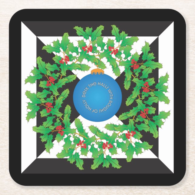 Posavasos Cuadrado De Papel Holly Coasters (Anverso)
