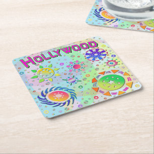 Posavasos Cuadrado De Papel Hollywood Seven Suns & Energy Coaster