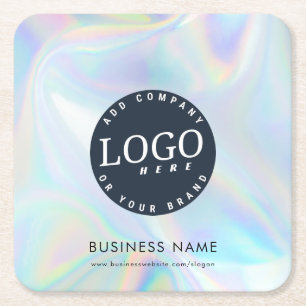 Posavasos Cuadrado De Papel Holographic Company Logo Business Swag